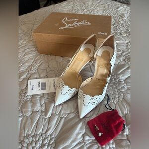 Christian Louboutin Beloved - White Floral Cutout Pumps